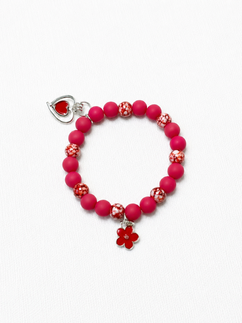 Pink Silicone Beaded Bracelet