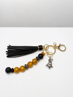 Gold and Black Beaded Keychain