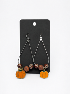 Pumpkin Beaded Drop Earrings