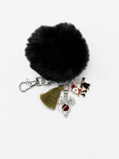 Black Pompom Dragon Pendant Keychain