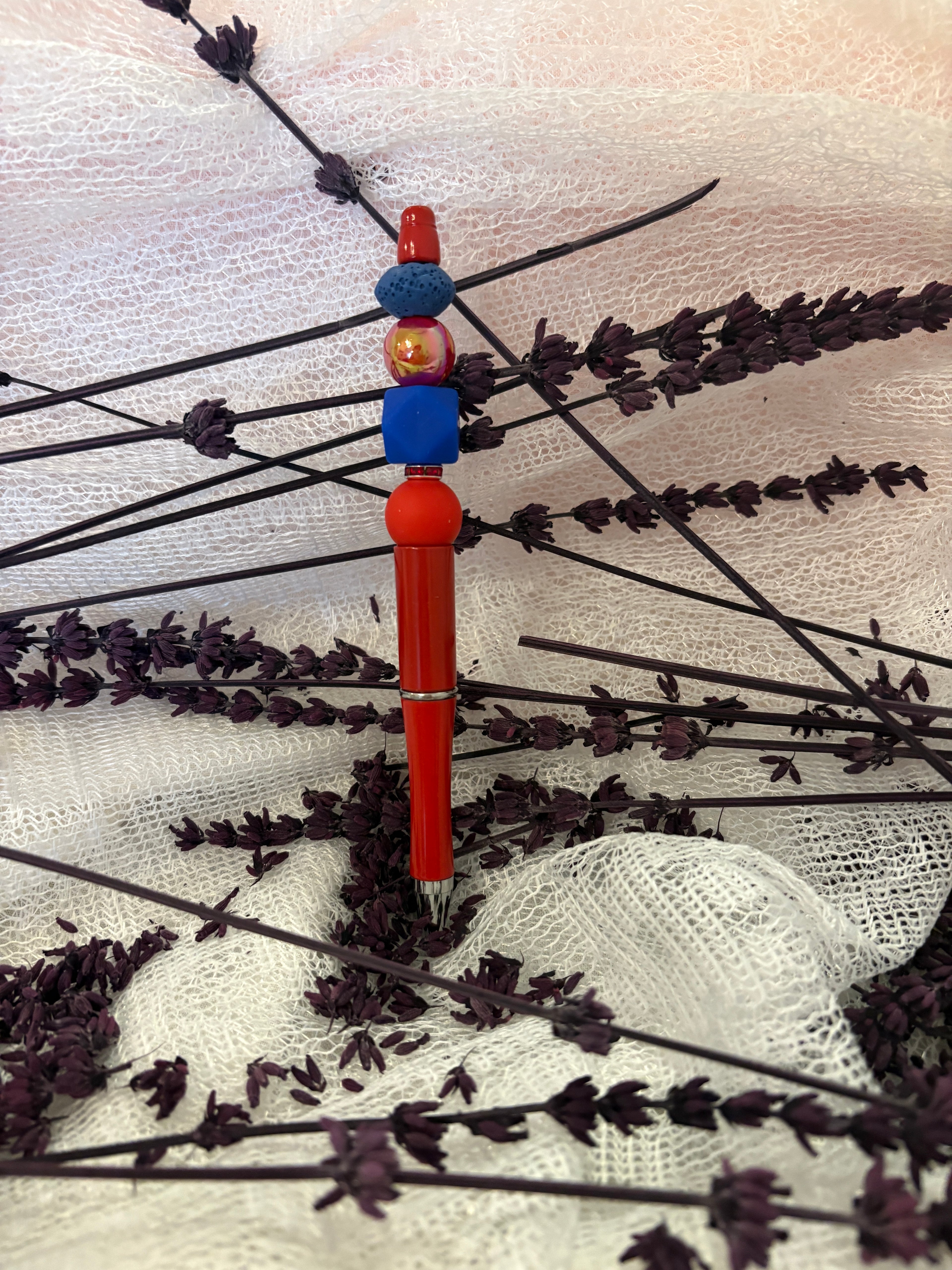 Red and Blue Beaded Diffuser Pen