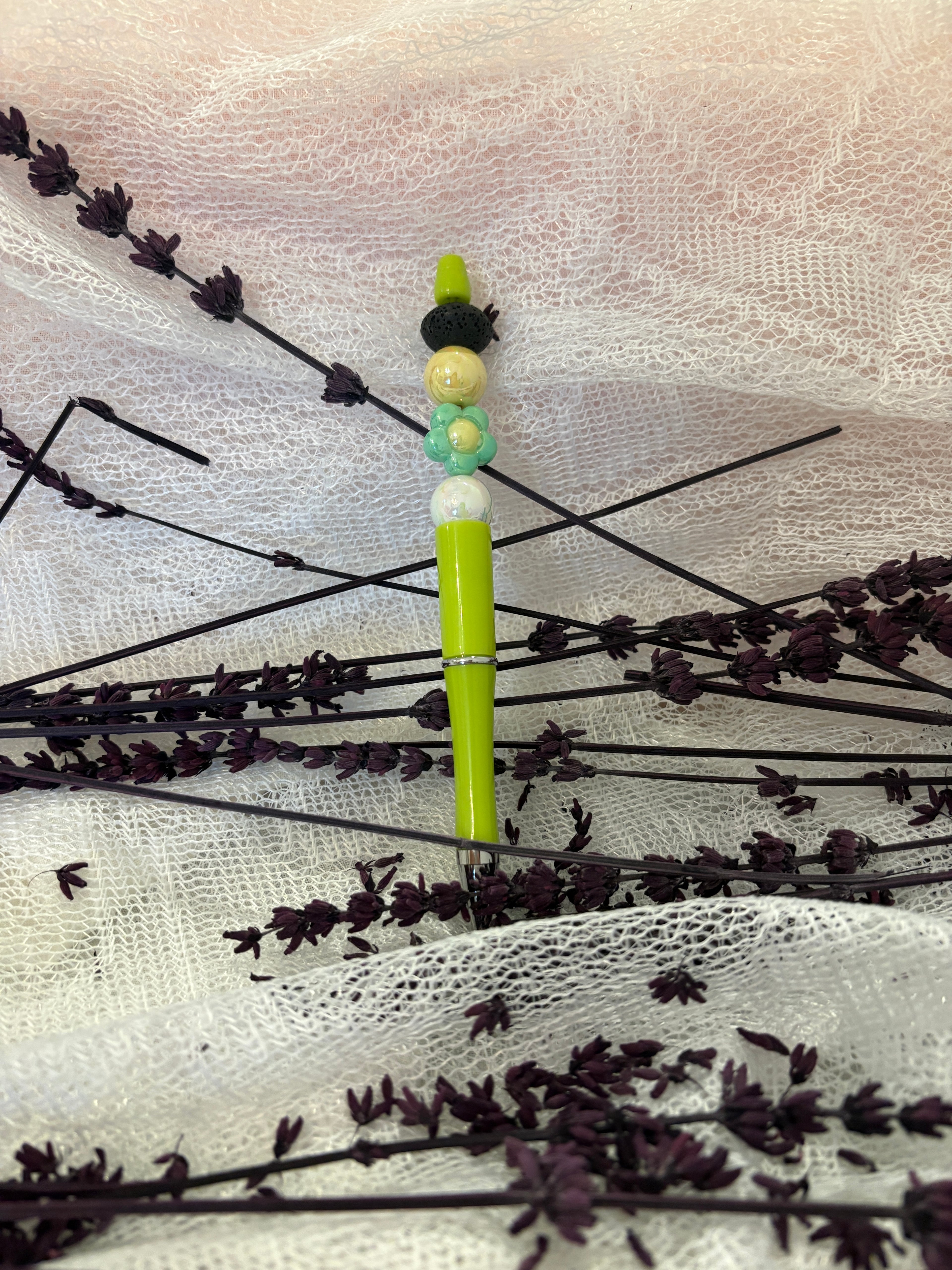Lime Green Beaded Pen