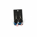 Pink and blue flowered dangly diffuser earrings