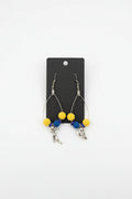 Yellow and blue football diffuser earrings