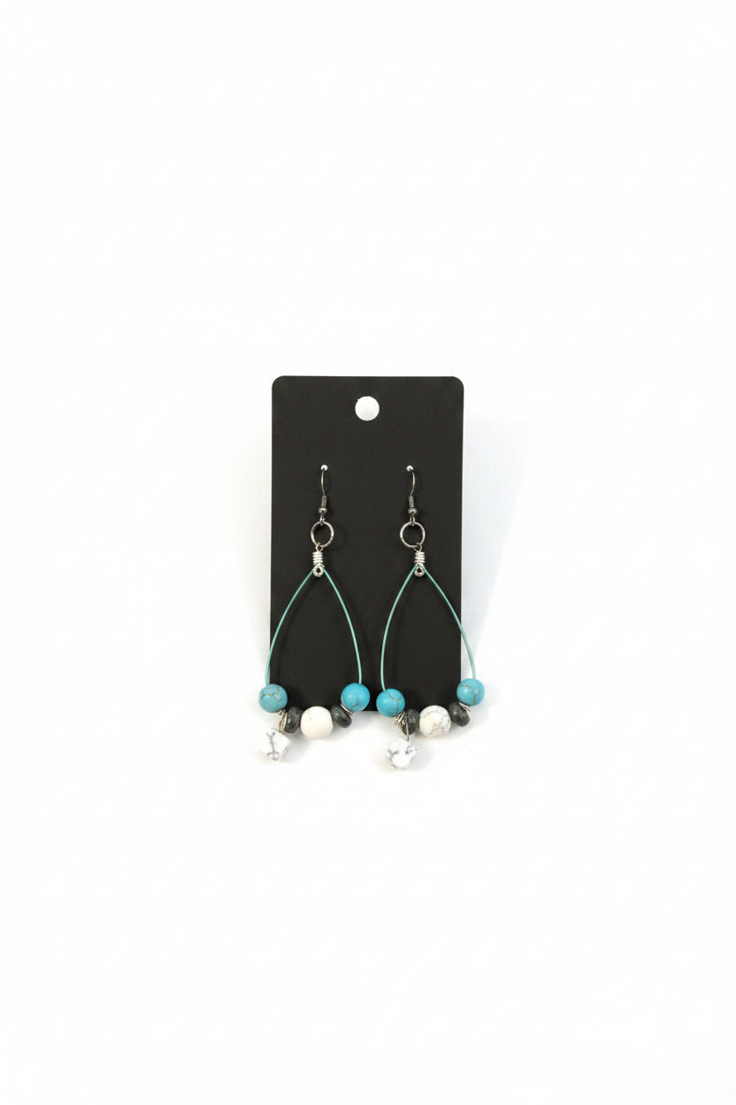 Blue and black spiral dice diffuser earrings
