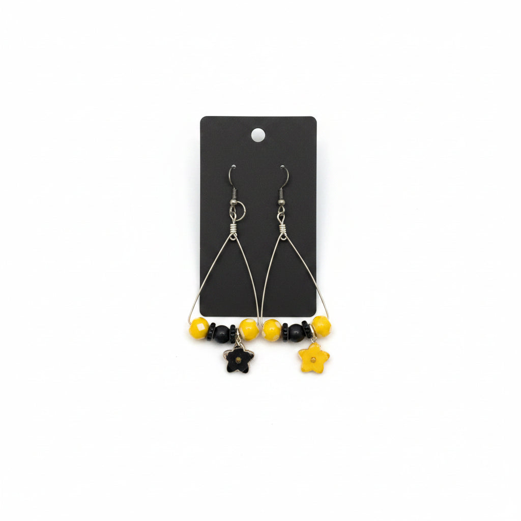 Yellow and black diffuser earrings