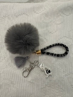 black, white and grey diffuser wristlet/keychain