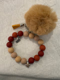Brown and tan Beaded diffuser wristlet/keychain