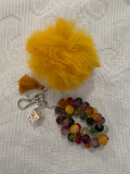 Multi tear drop shaped beaded diffuser wristlet/keychain