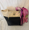 Pink floral printed silk diffuser bag scarf