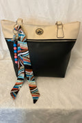 Multicolored striped silk diffuser bag scarf