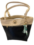 Slate blue and white beaded diffuser bag charm