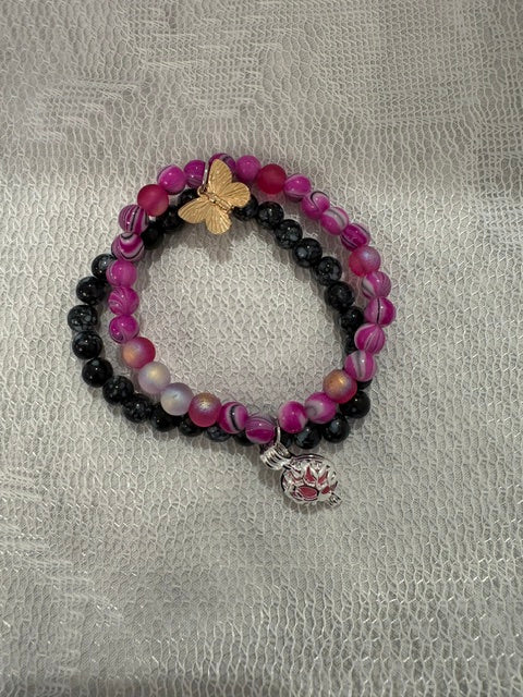 Black and pink double diffuser bracelet
