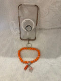 Orange beaded diffuser phone wristlet