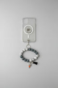 Grey and marbled grey beaded diffuser phone wristlet