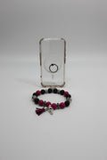 Purple and black beaded diffuser phone wristlet