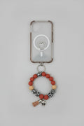Brown and beige beaded diffuser phone wristlet