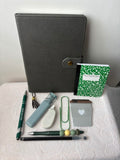 Dark Grey Journal with Green Accessories