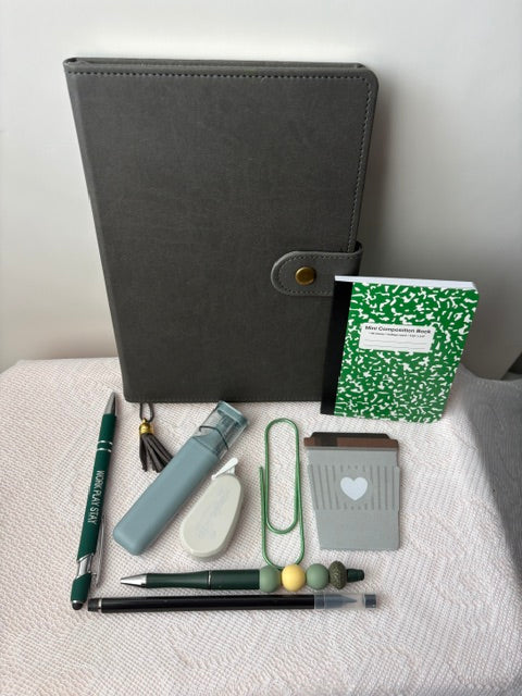 Dark Grey Journal with Green Accessories