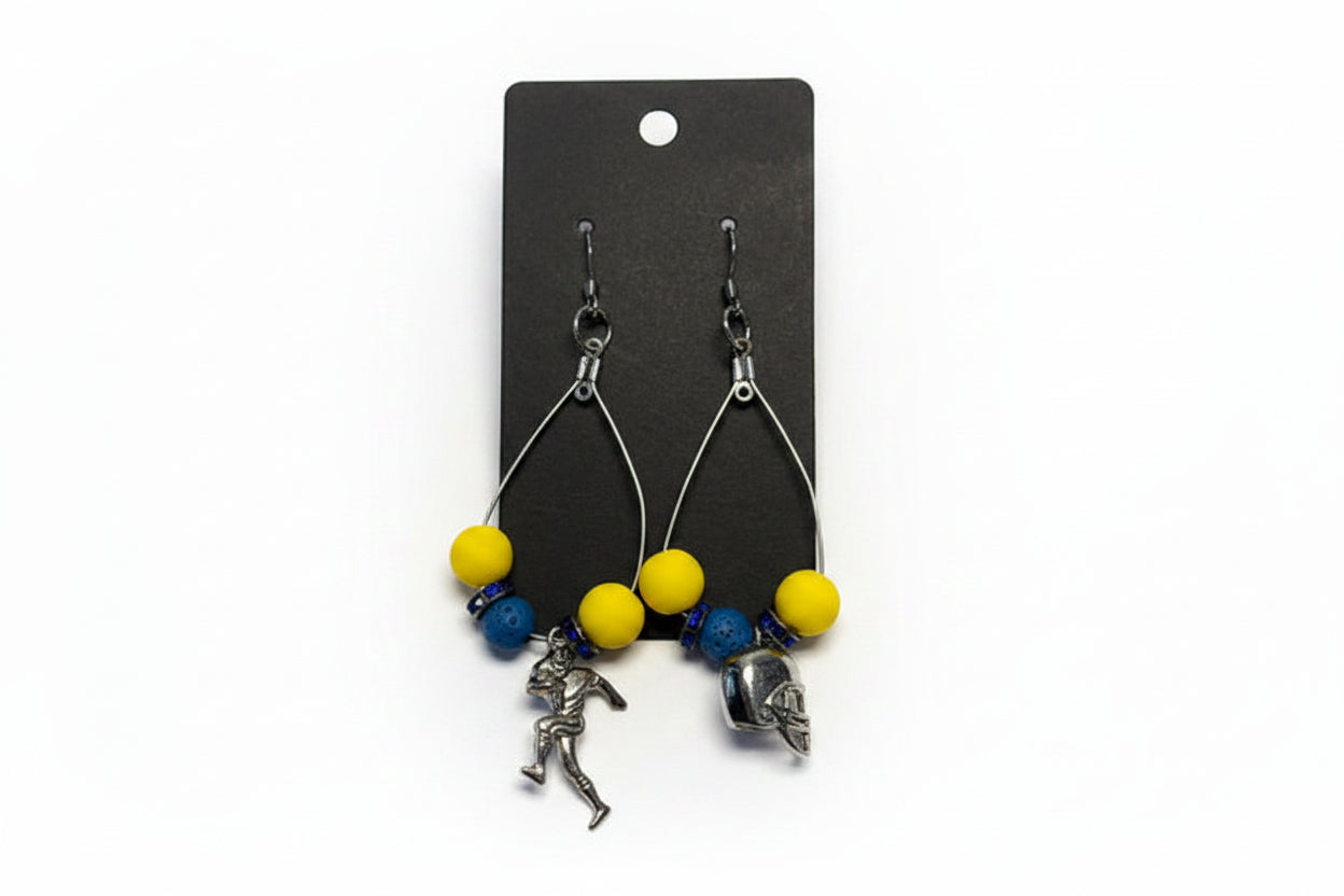 Football Dangly Beaded Earrings